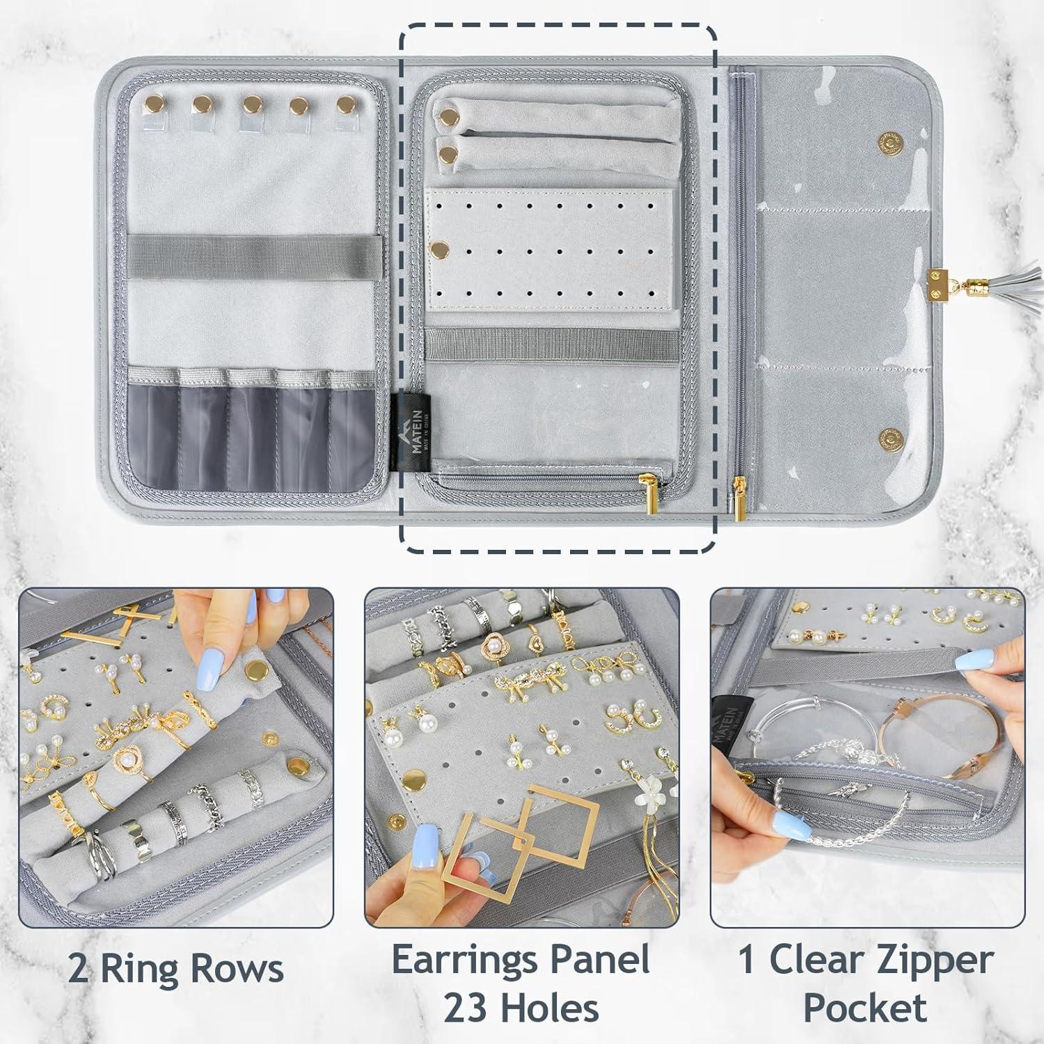 Organizador de Joyería MATEIN Gris, Estuche Portátil Impermeable