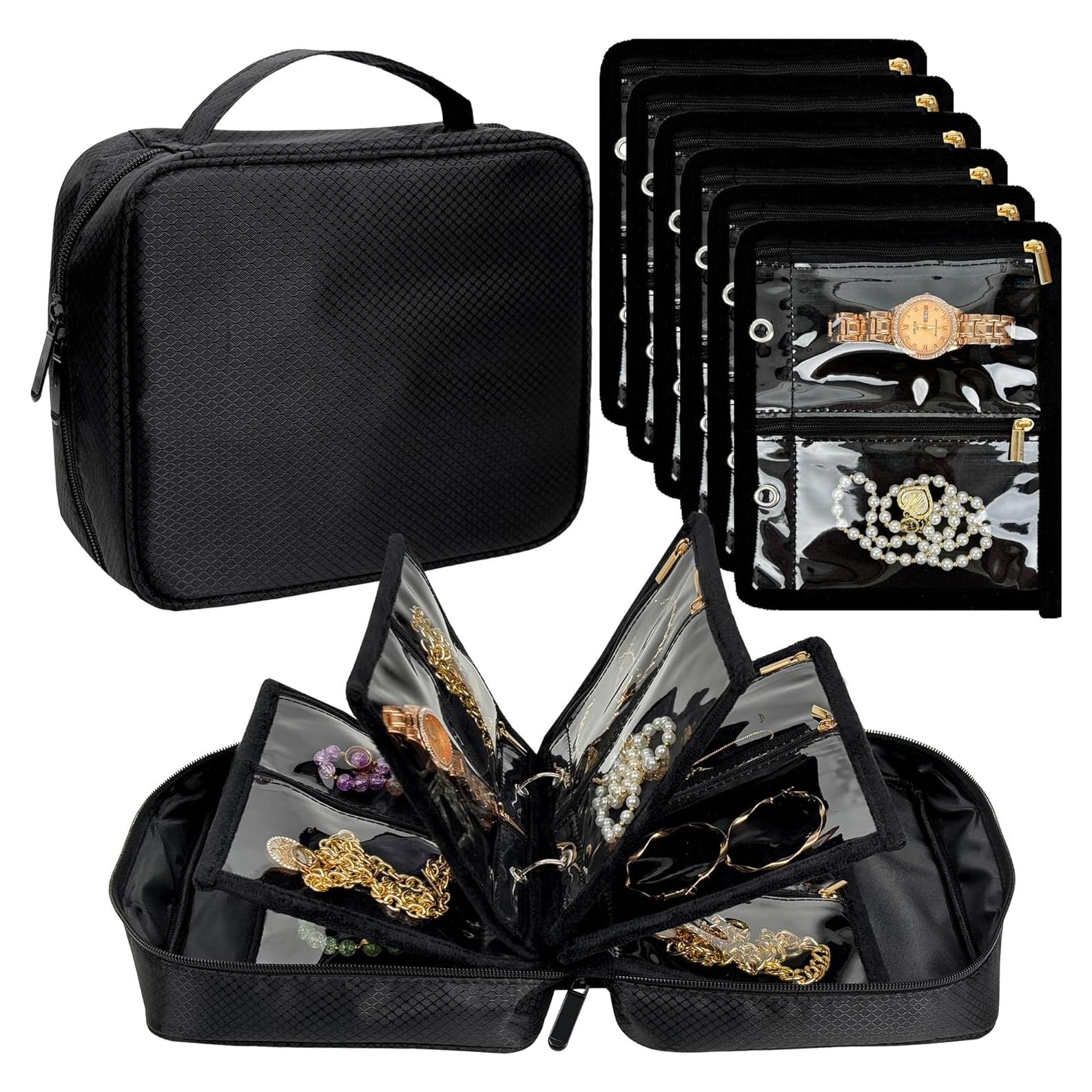 Organizador de Joyería de Viaje LingLingo Negro 24 Bolsitas