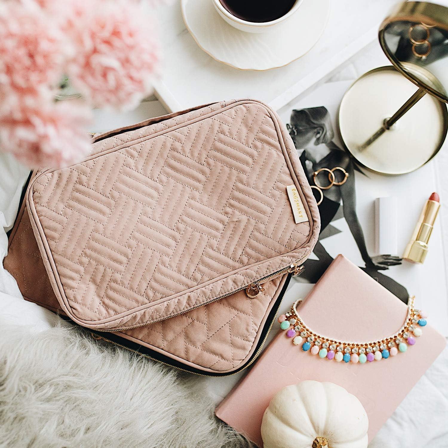 Estuche Organizador de Joyería BAGSMART Rosa Suave 5 Compartimentos