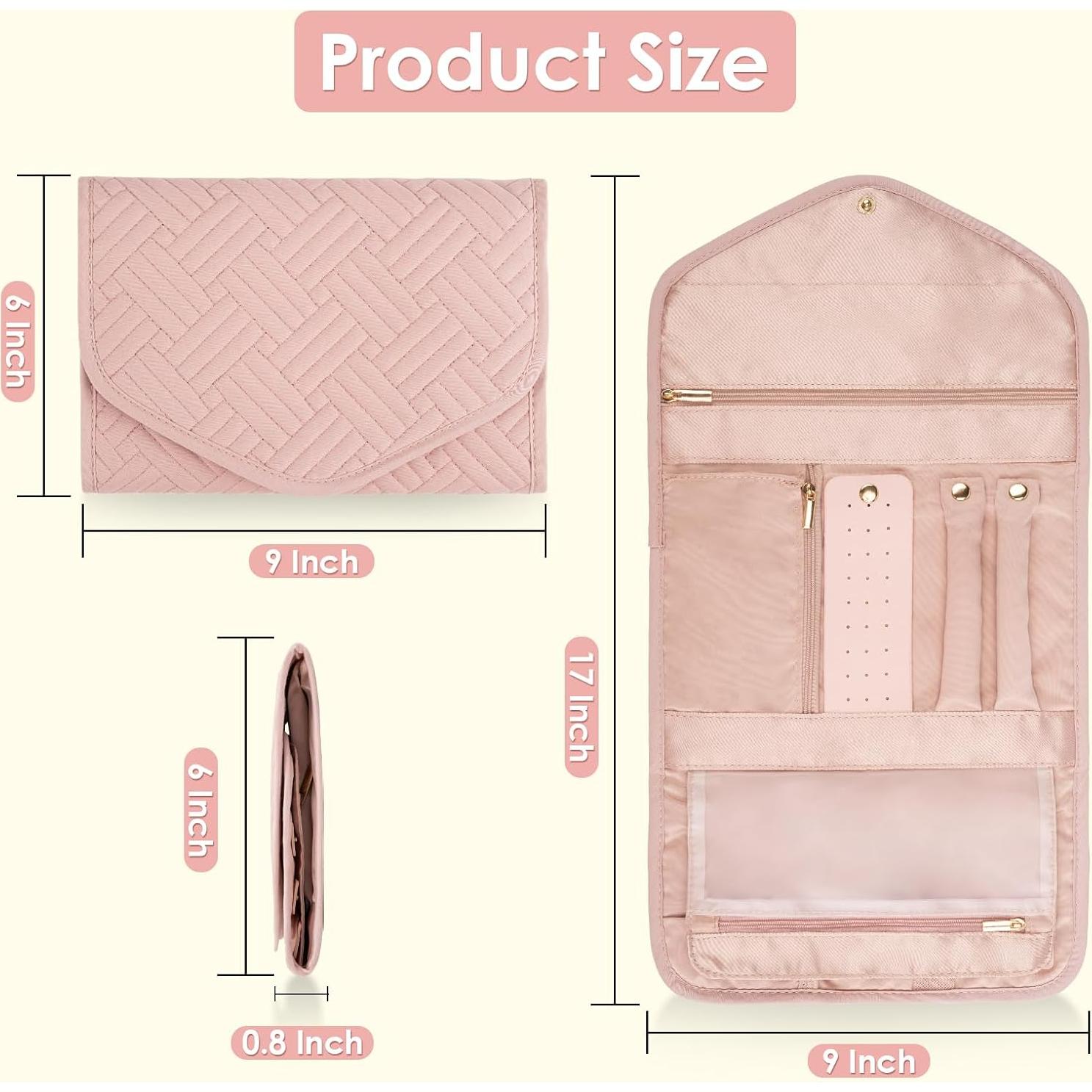 Bolsa Organizadora de Joyería Plegable Amrules Rosa Mediana