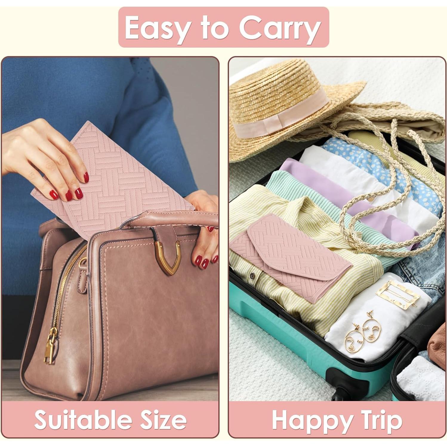 Bolsa Organizadora de Joyería Plegable Amrules Rosa Mediana