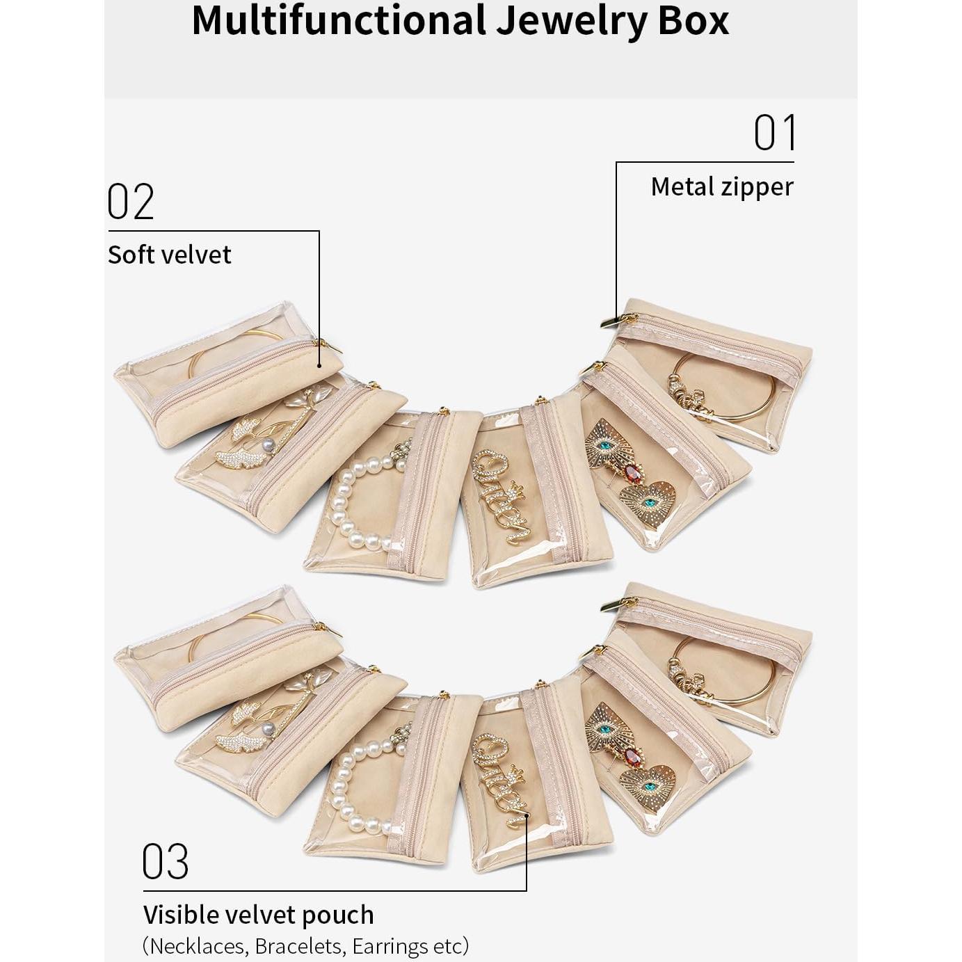 Organizador de Joyería de Viaje Vlando 12 Pcs Terciopelo