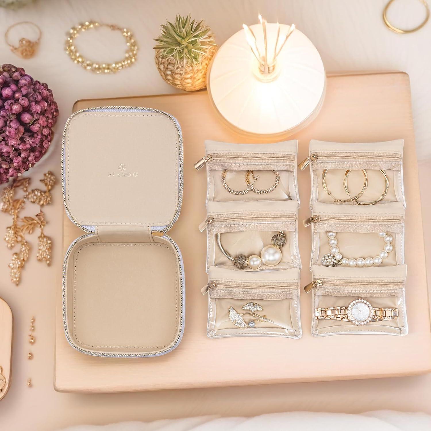 Organizador de Joyas de Viaje Vlando - 6 Bolsillos Terciopelo