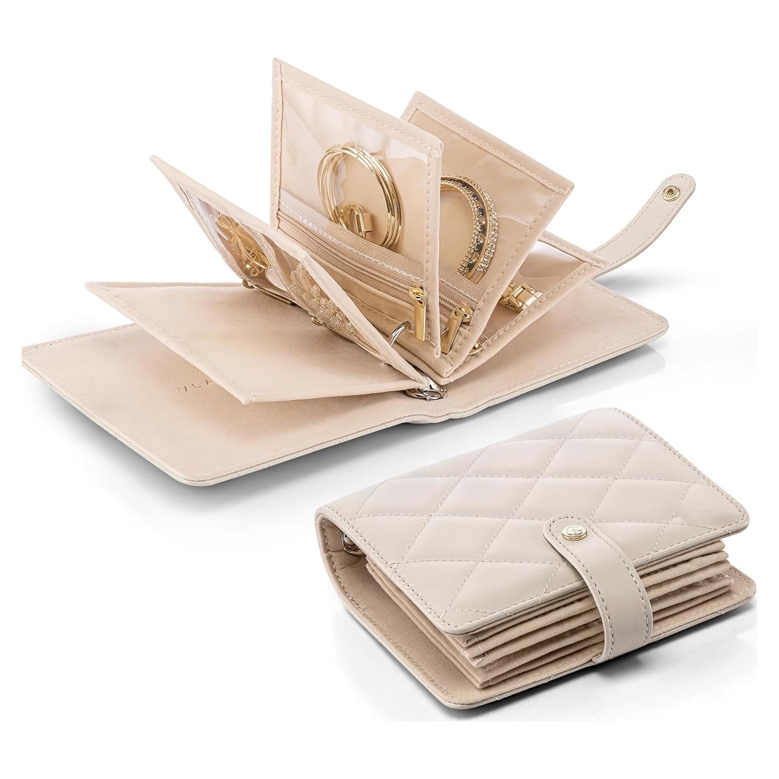 Organizador de Joyería de Viaje Vlando Crema Blanca 13.5x14.2cm