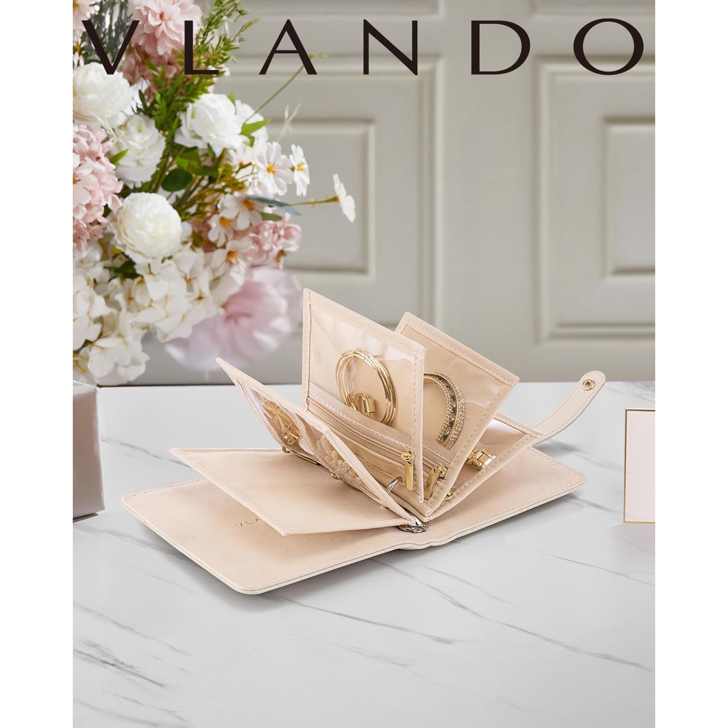 Organizador de Joyería de Viaje Vlando Crema Blanca 13.5x14.2cm