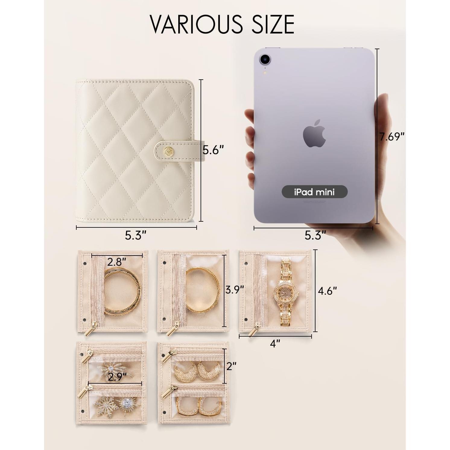 Organizador de Joyería de Viaje Vlando Crema Blanca 13.5x14.2cm