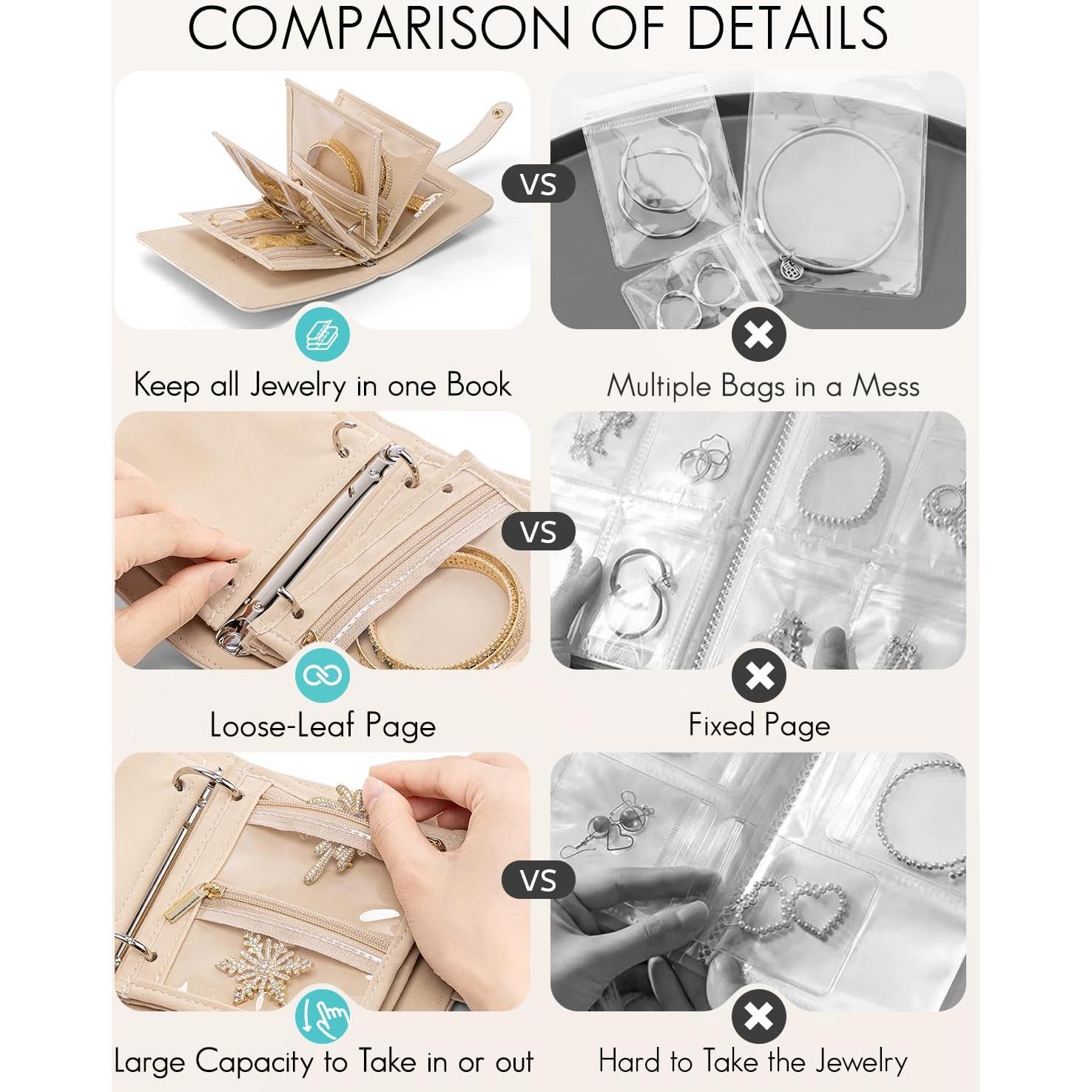 Organizador de Joyería de Viaje Vlando Crema Blanca 13.5x14.2cm