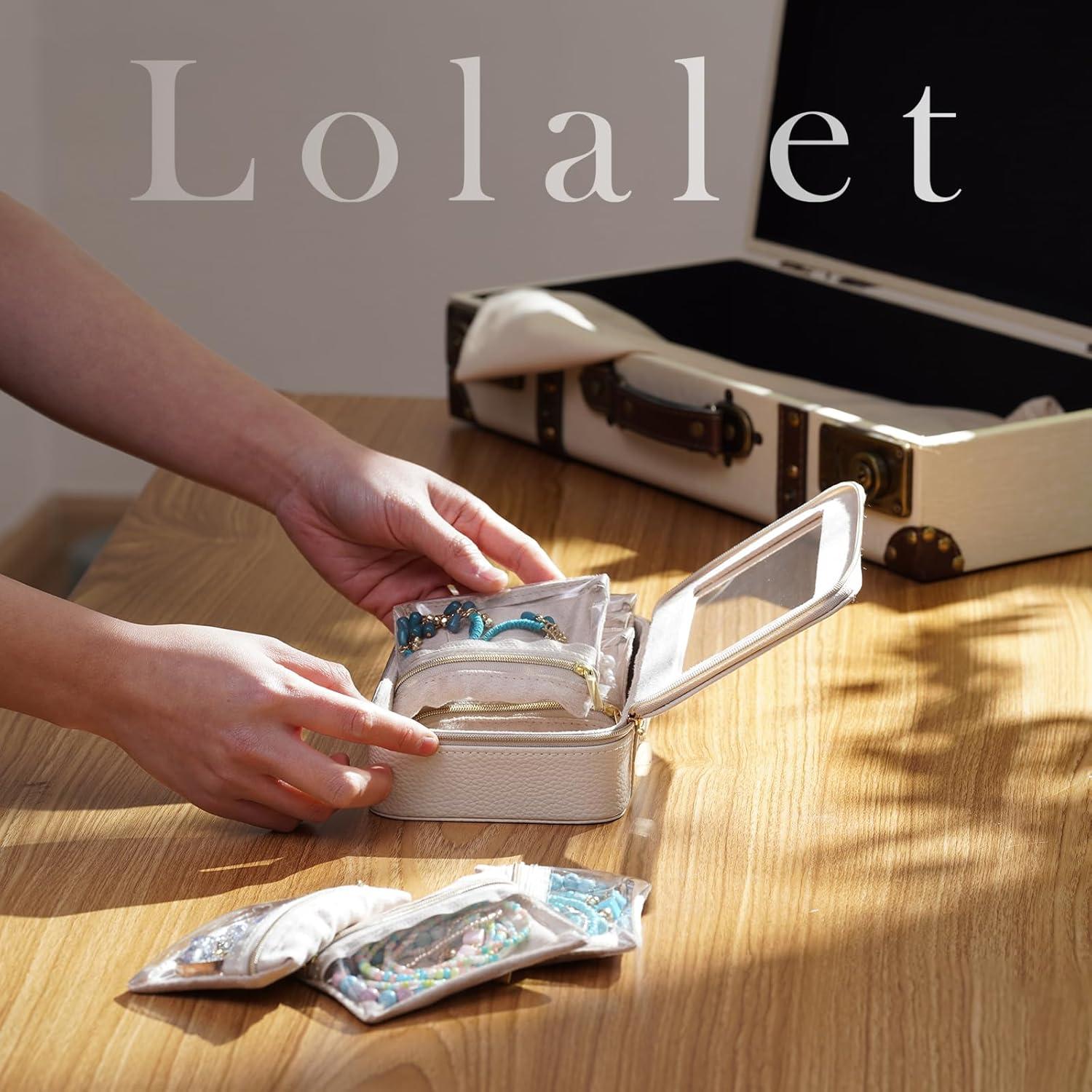 Estuche de Joyería de Viaje Lolalet 8 en 1 Beige con Bolsitas