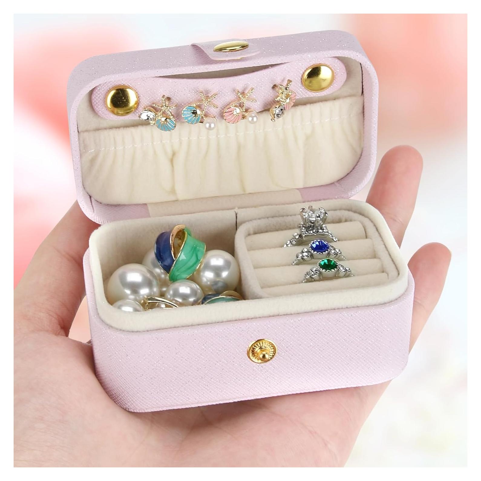 Caja de Joyería Portátil KUKUVR Rosa 9.5x5x5 cm