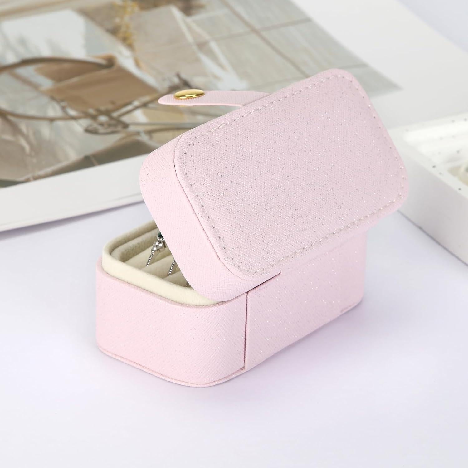 Caja de Joyería Portátil KUKUVR Rosa 9.5x5x5 cm