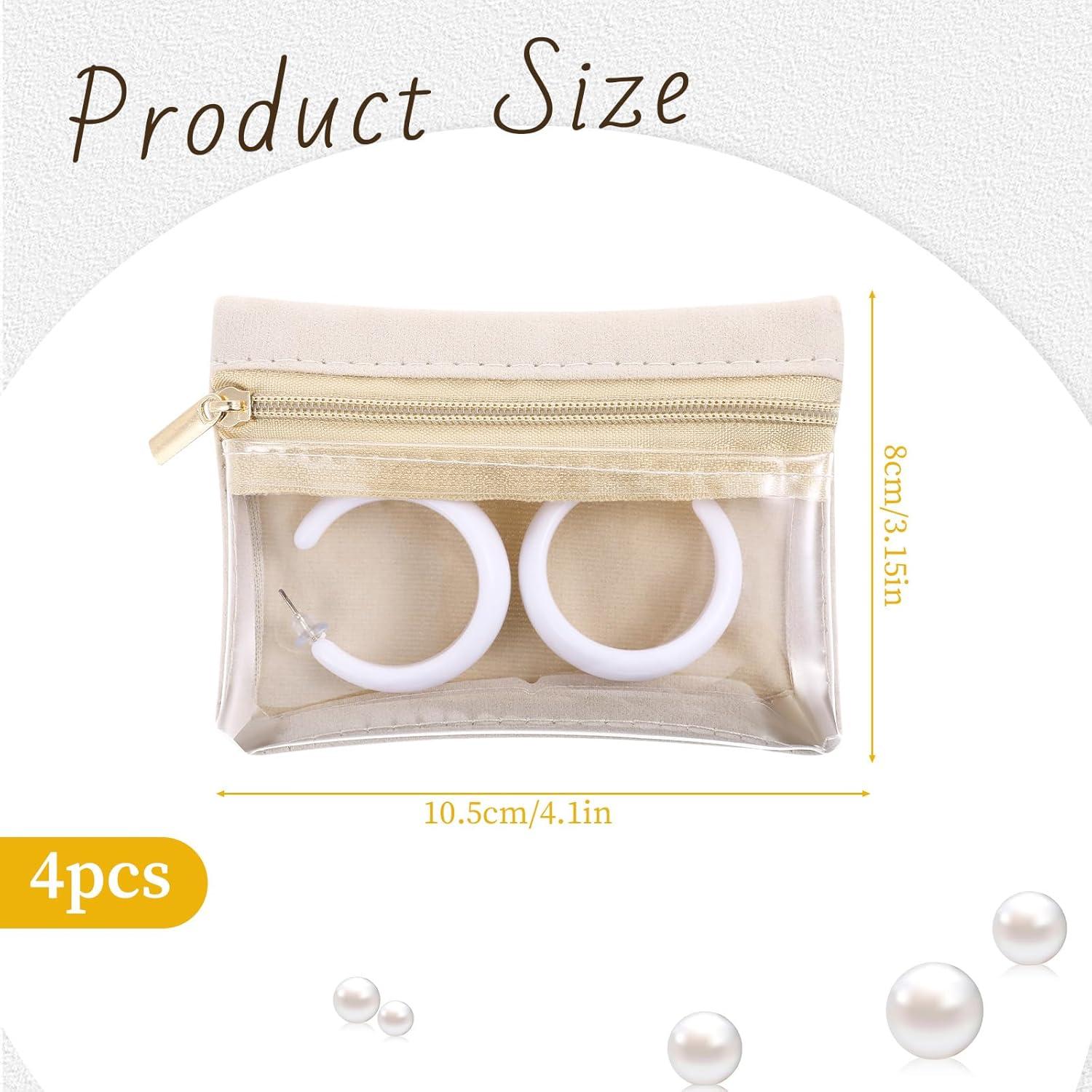 Bolsa de Joyería de Viaje Aphumedc 4 Piezas Beige Terciopelo