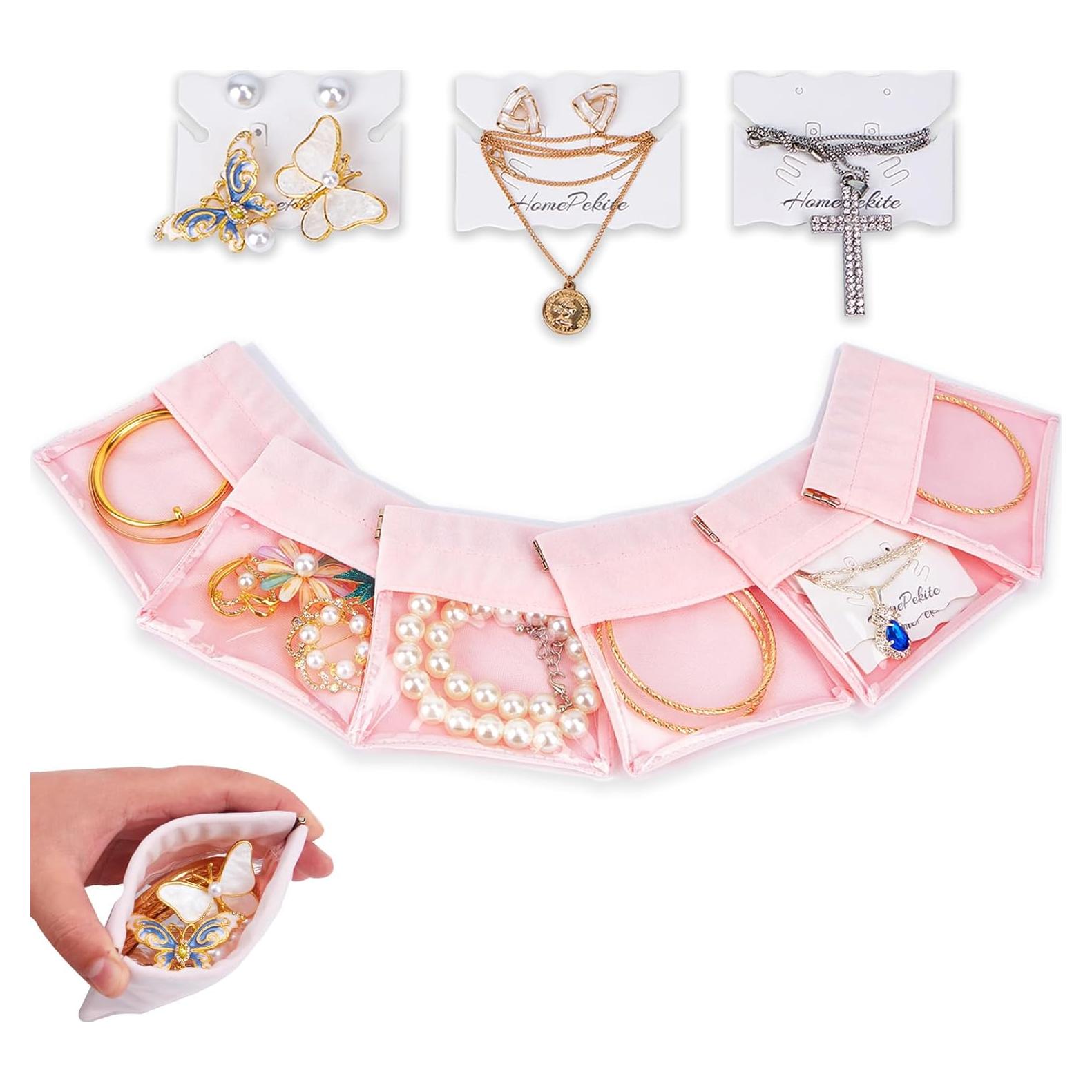 6 Bolsas de Joyería de Viaje HomePekite Rosa Organizador