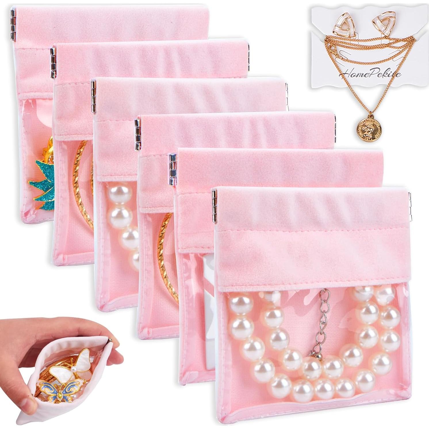 6 Bolsas de Joyería de Viaje HomePekite Rosa Organizador