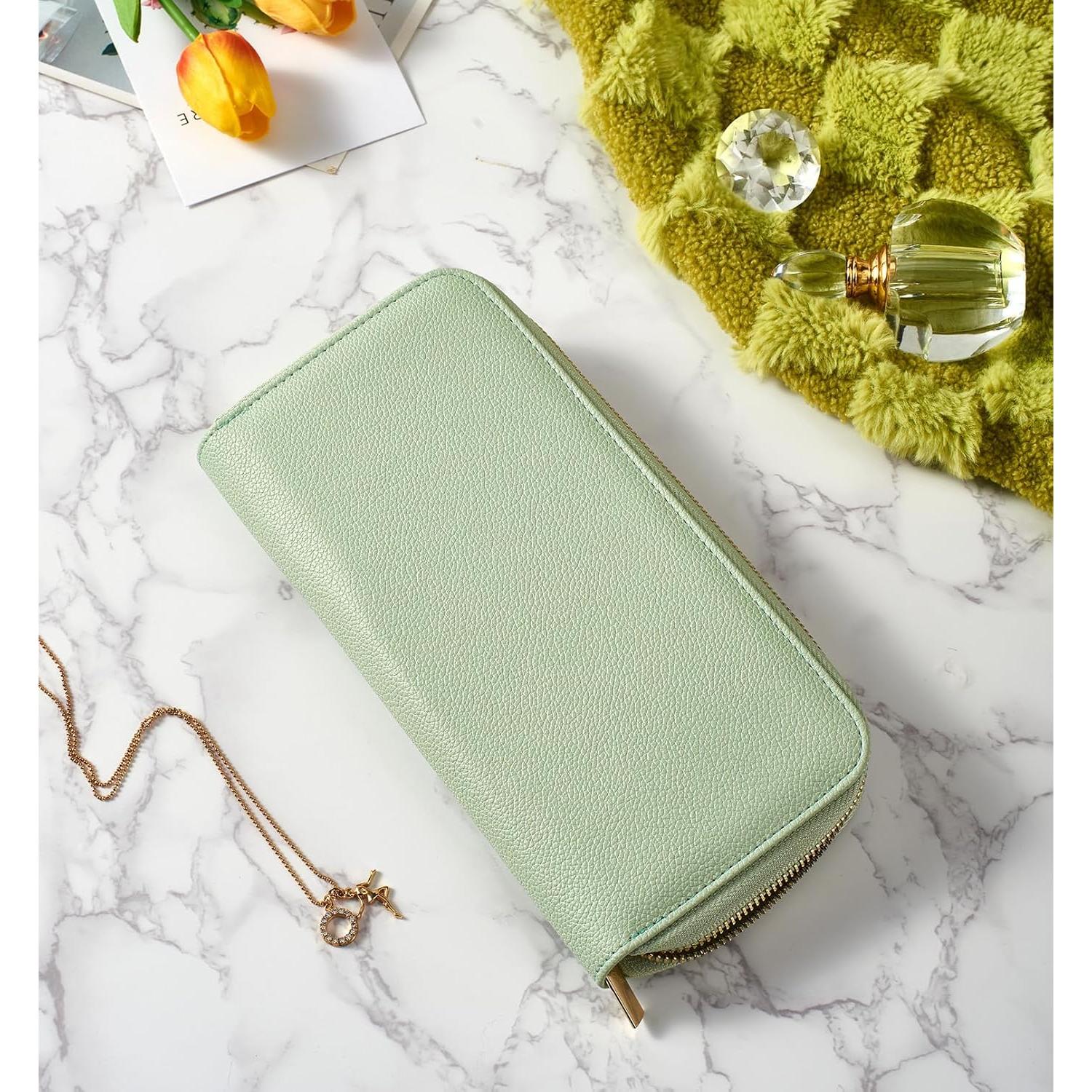 Organizador de Joyería de Viaje FEMIECHO Verde Macaron Mediano