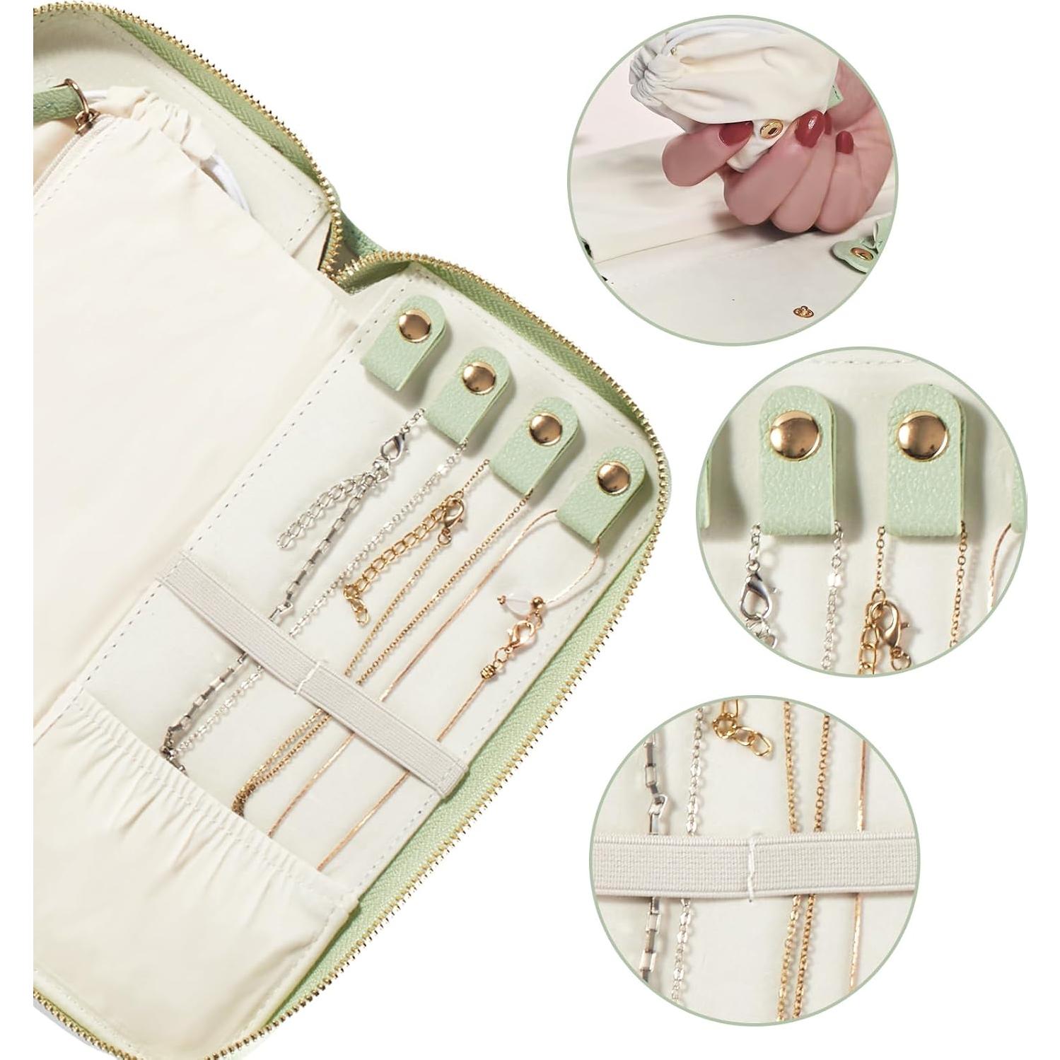 Organizador de Joyería de Viaje FEMIECHO Verde Macaron Mediano