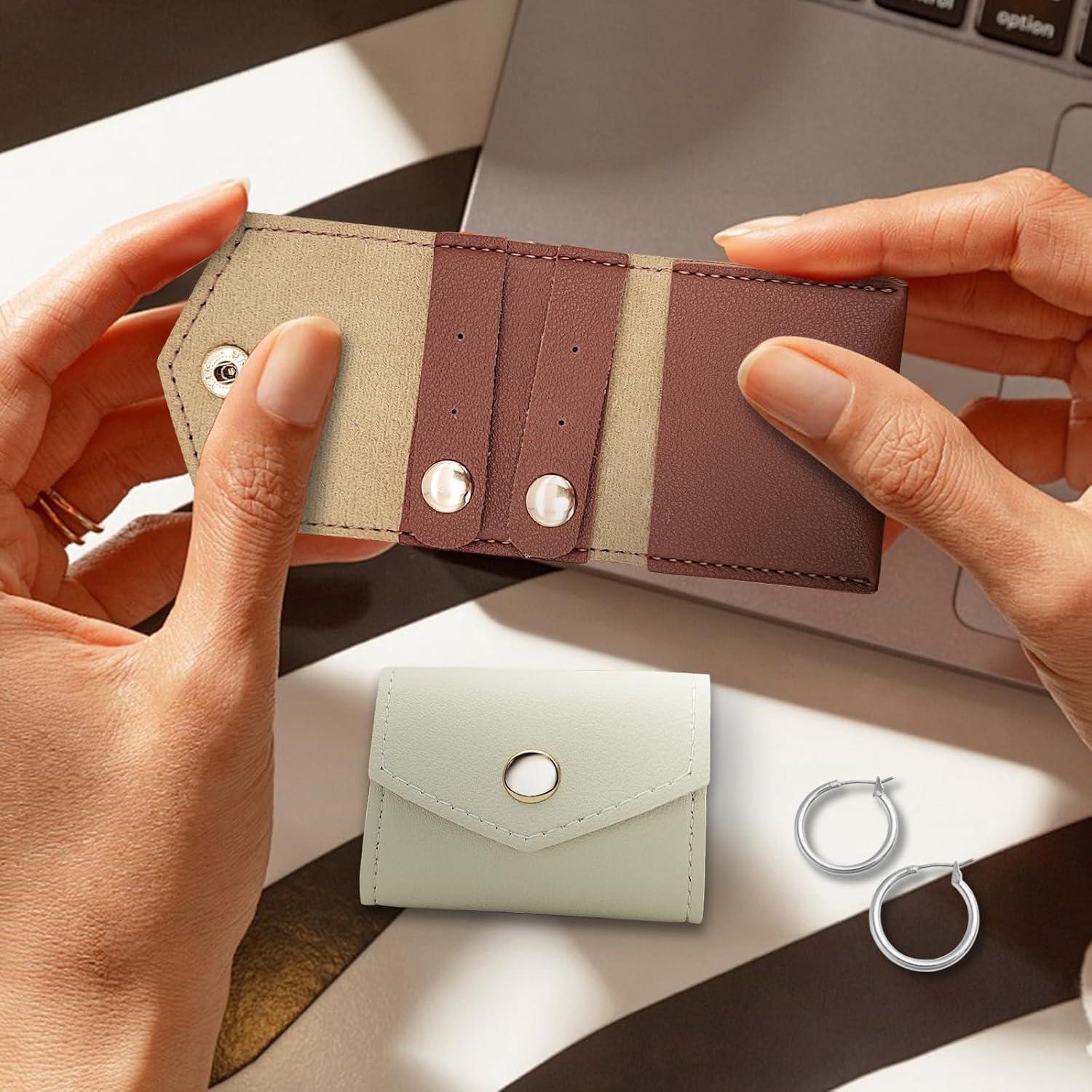 Mini Bolsa de Joyas de Viaje AfitLulu Plegable Marrón