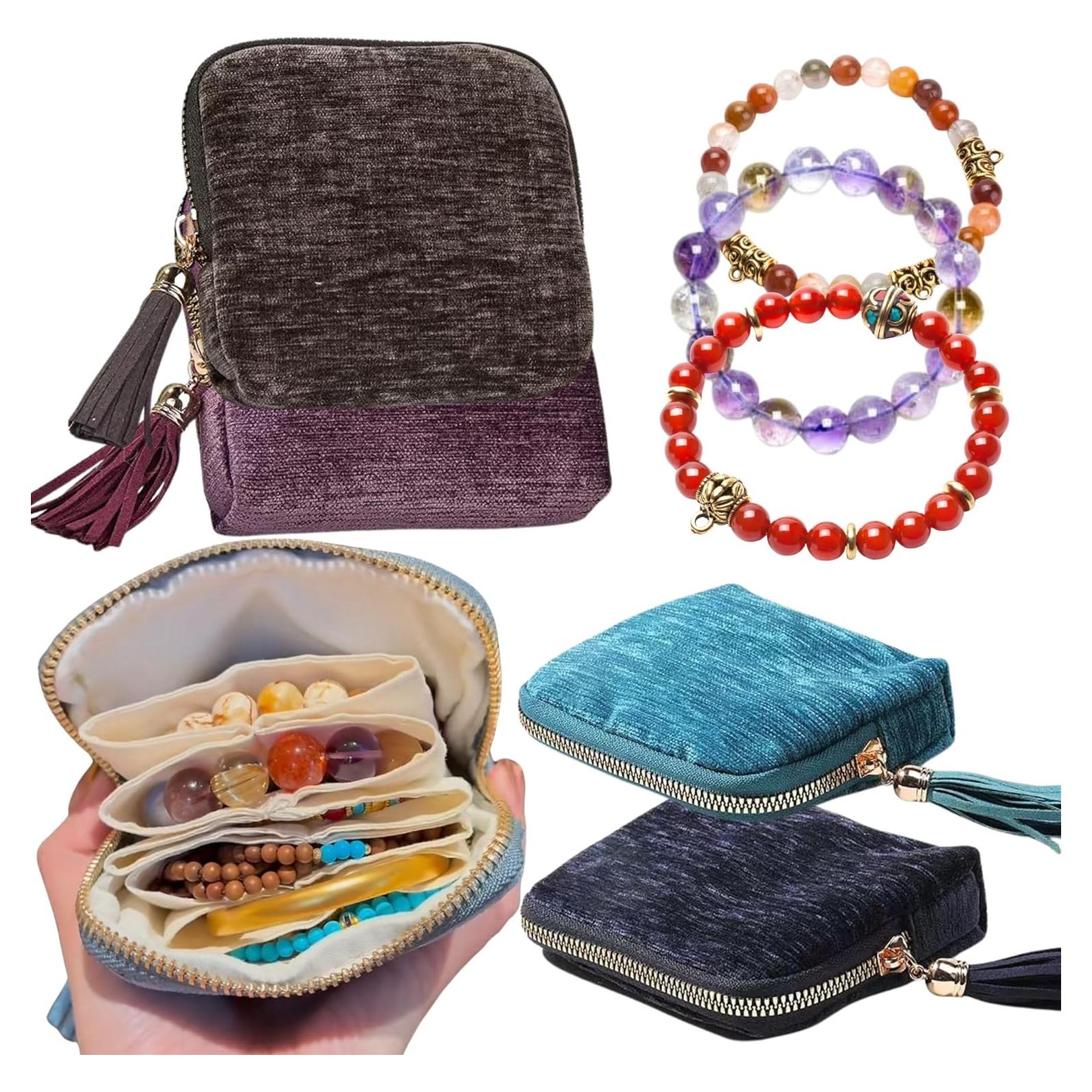 Estuche de Joyería CHIMORY Azul Pavo Real Compacto 7 Compartimentos