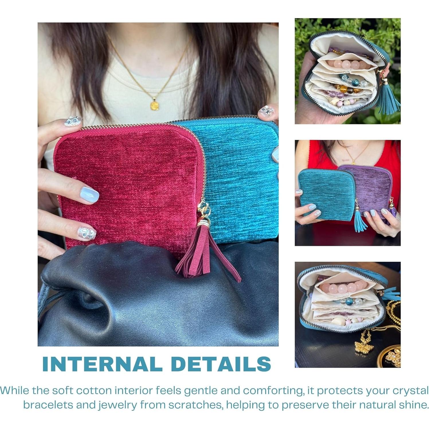 Estuche de Joyería CHIMORY Azul Pavo Real Compacto 7 Compartimentos