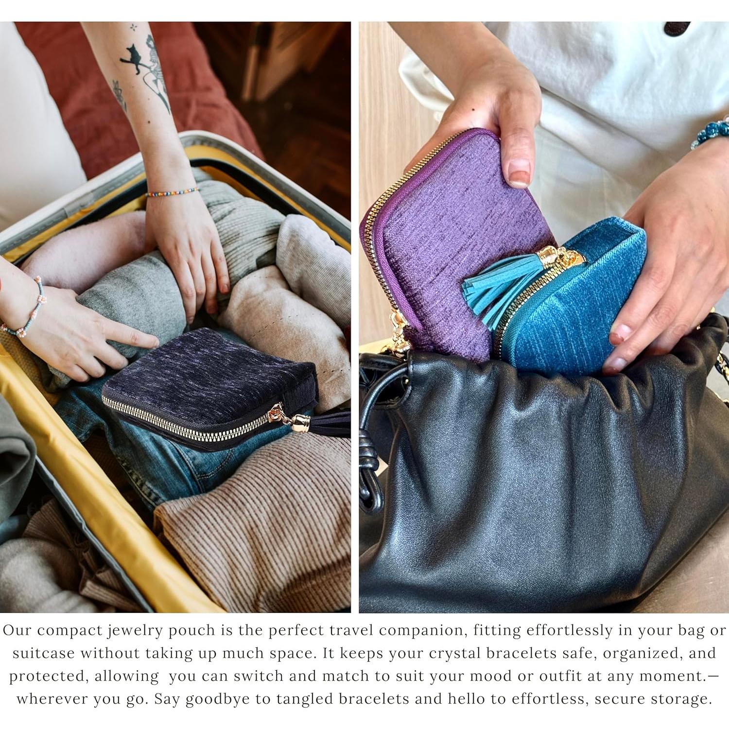 Estuche de Joyería CHIMORY Azul Pavo Real Compacto 7 Compartimentos