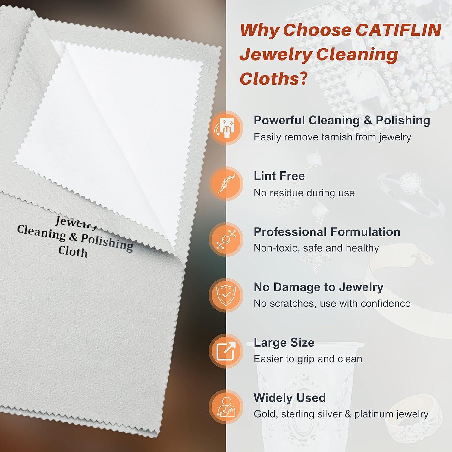 Paño de Limpieza de Joyería CATFILIN 2 Piezas 100% Algodón