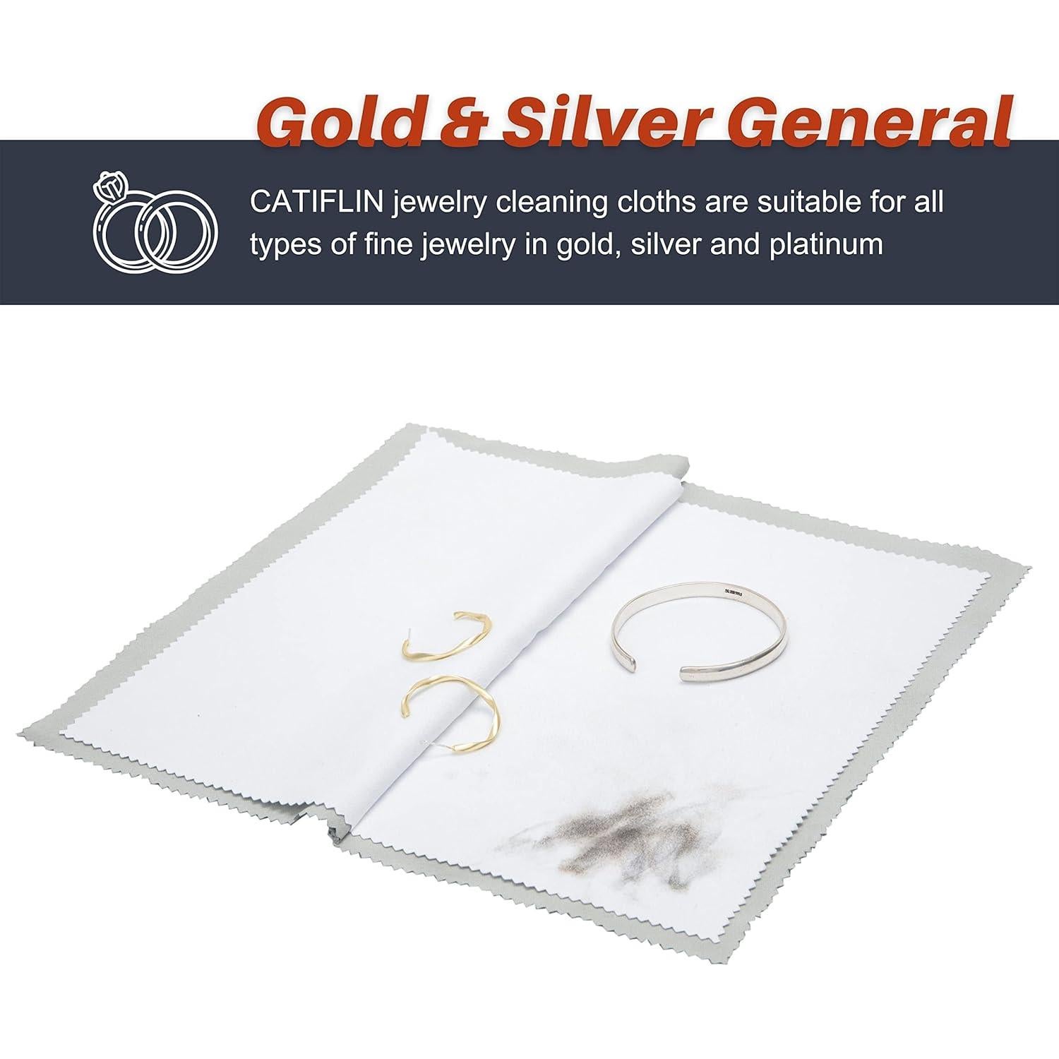 Paño de Limpieza de Joyería CATFILIN 2 Piezas 100% Algodón