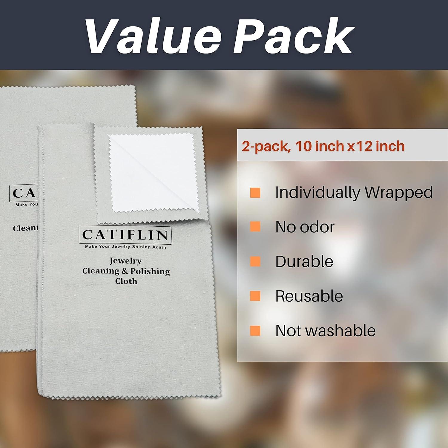 Paño de Limpieza de Joyería CATFILIN 2 Piezas 100% Algodón