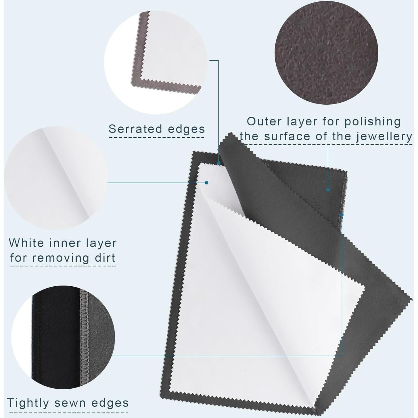 Paquete de 3 Paños de Limpieza de Joyería Phinus 25.4x30.5cm