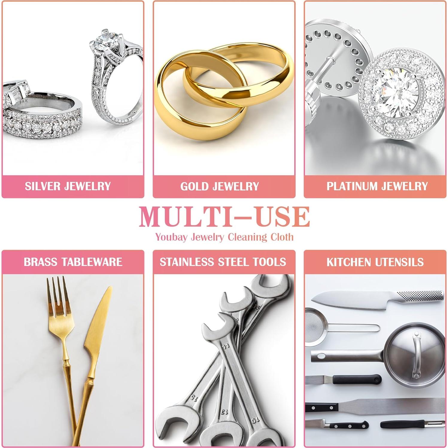 Paño de Limpieza de Joyería Youbay 30 Piezas 8x16cm