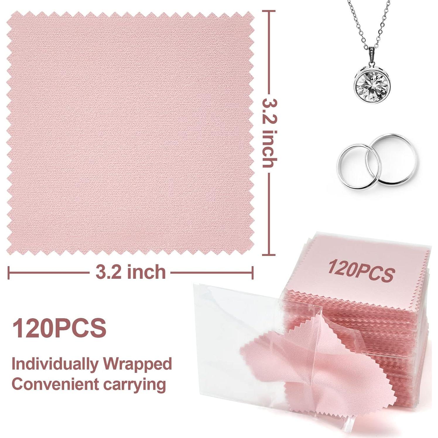 Paño de Limpieza de Joyería Point-Ring 120 Piezas Rosa 8x8cm