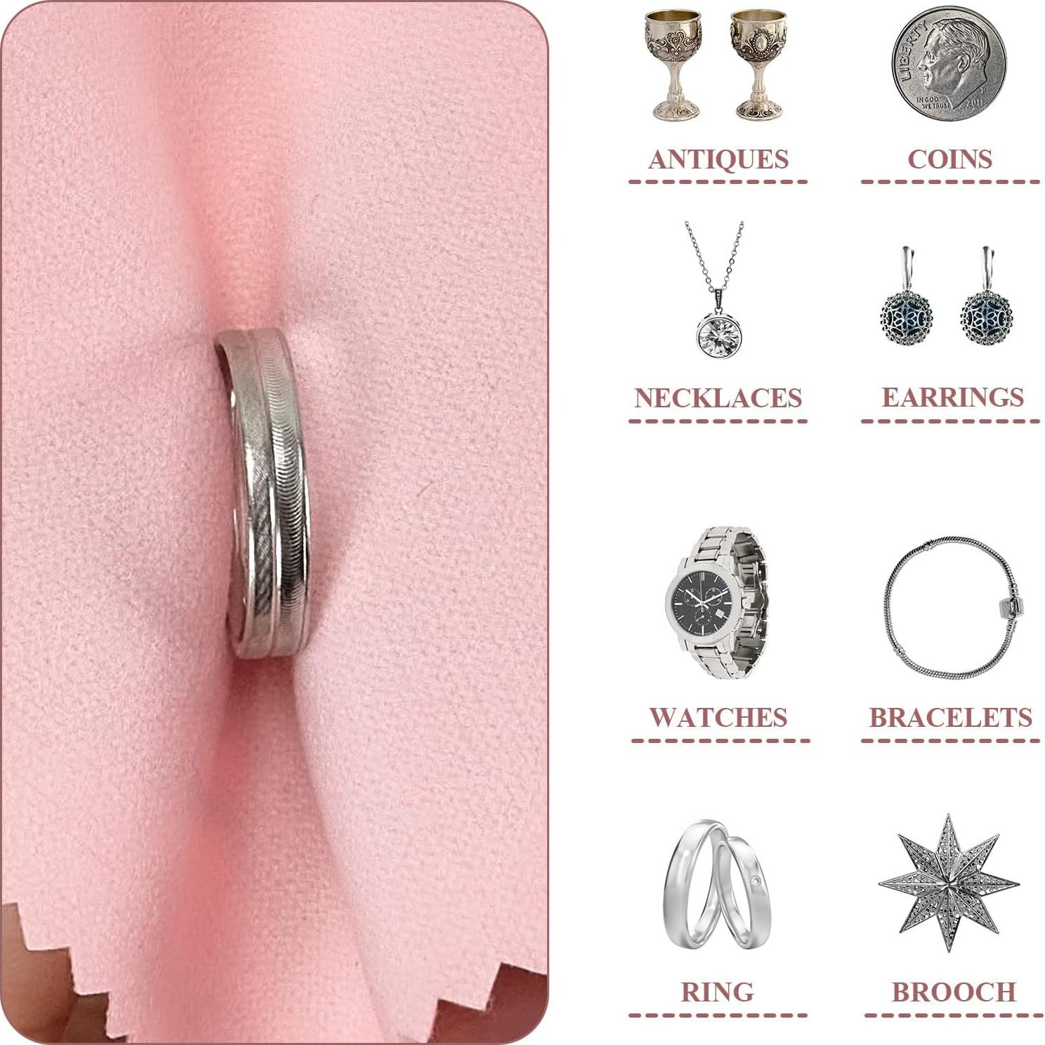 Paño de Limpieza de Joyería Point-Ring 120 Piezas Rosa 8x8cm