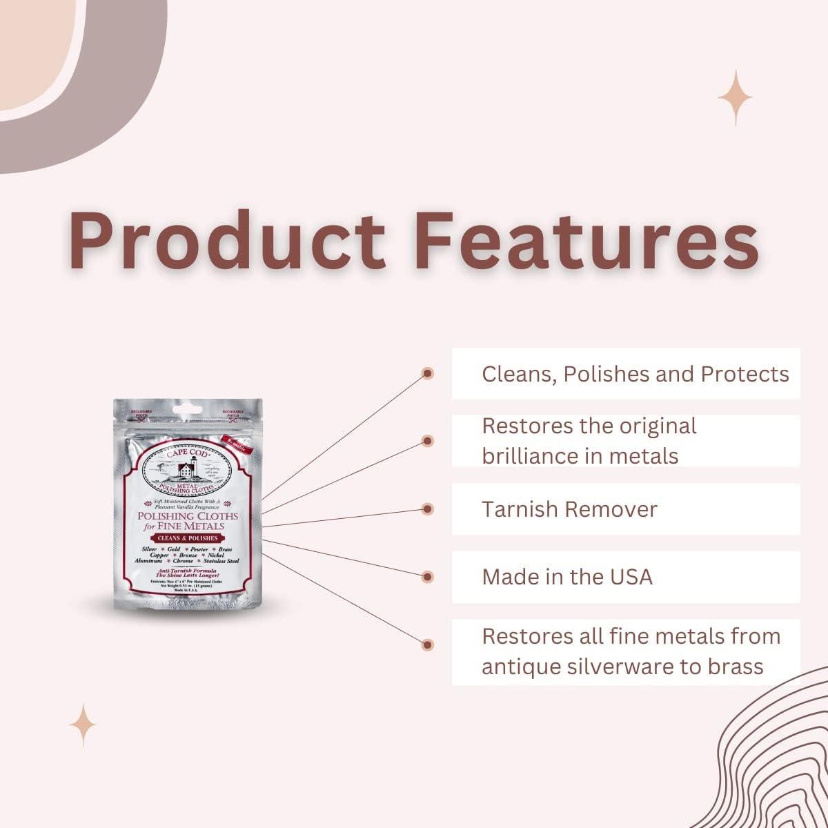 Paños de Pulido Cape Cod para Metales Finos - 2 Paños 10x15 cm