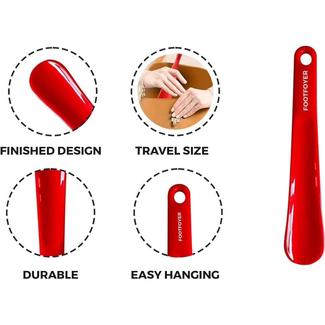 Cuchara de zapatos larga Footfoyer 43 cm roja para adultos