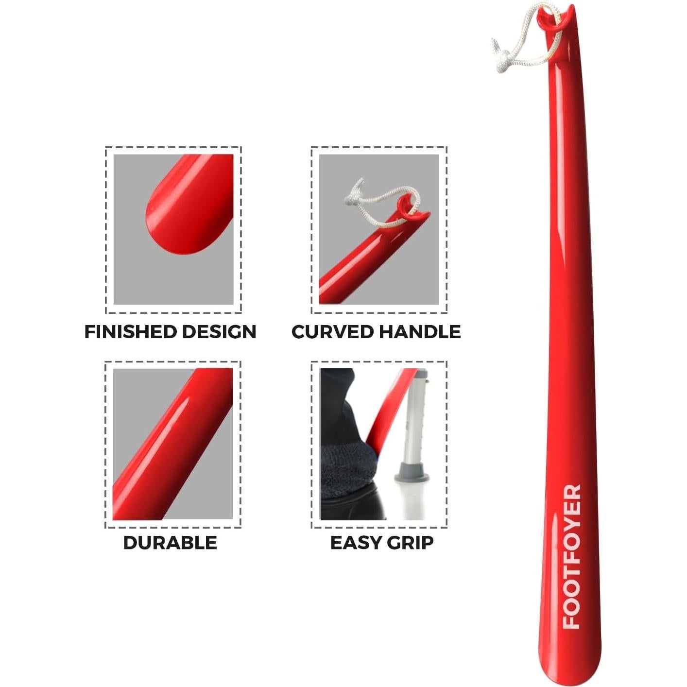 Cuchara de zapatos larga Footfoyer 43 cm roja para adultos