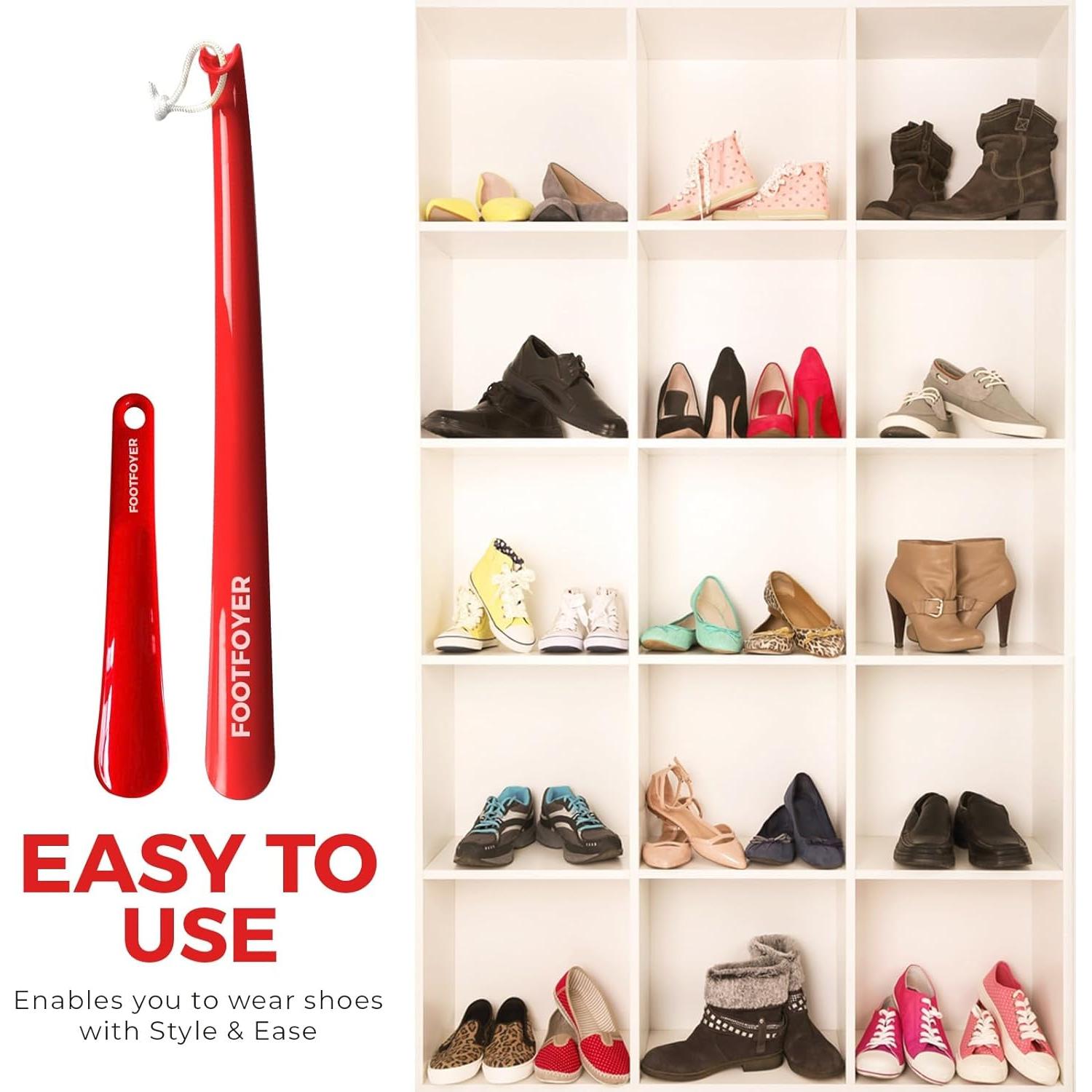 Cuchara de zapatos larga Footfoyer 43 cm roja para adultos