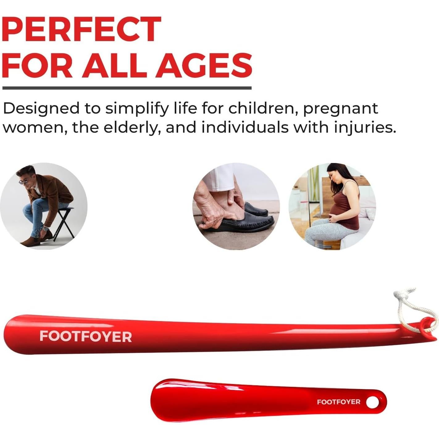 Cuchara de zapatos larga Footfoyer 43 cm roja para adultos