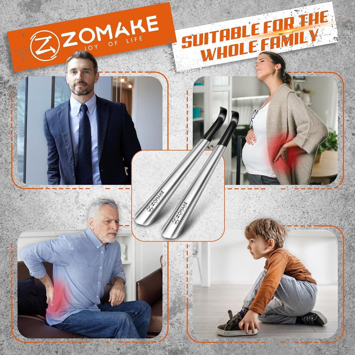 Cuerno de Zapato ZOMAKE de Metal con Mango Largo 41.91 cm - 2 Pcs