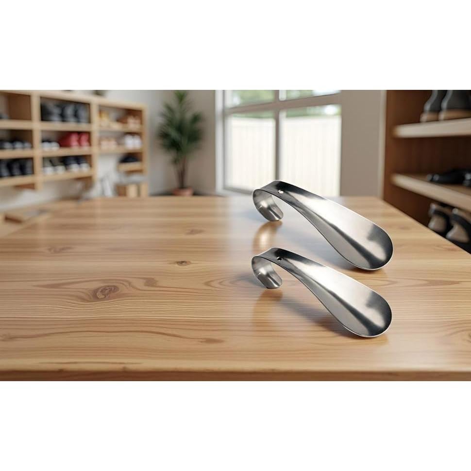 Cuerno de zapato de acero inoxidable con mango largo - 2 unidades