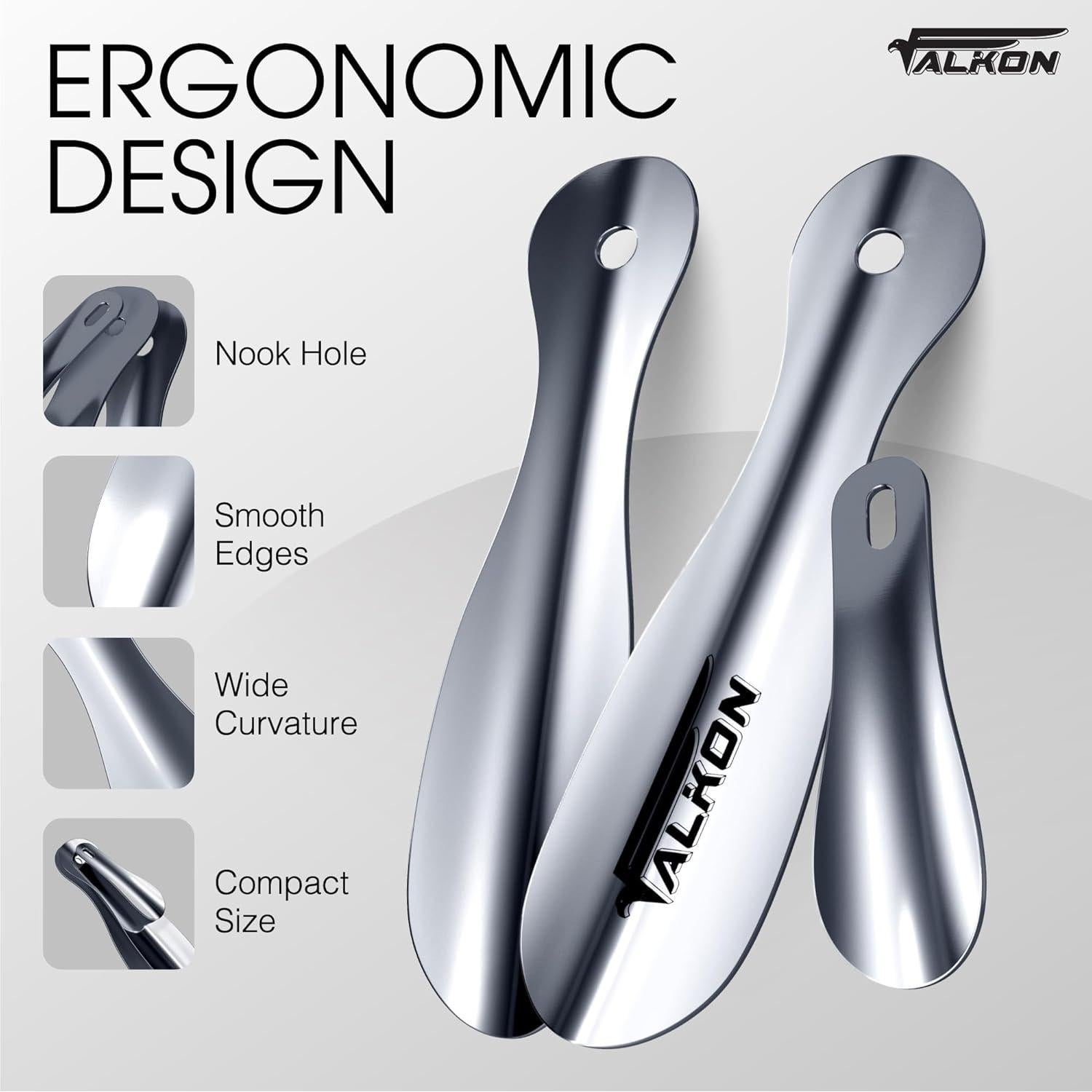 Set de 3 Calzadores de Metal FALKON 19.05 cm para Viajes