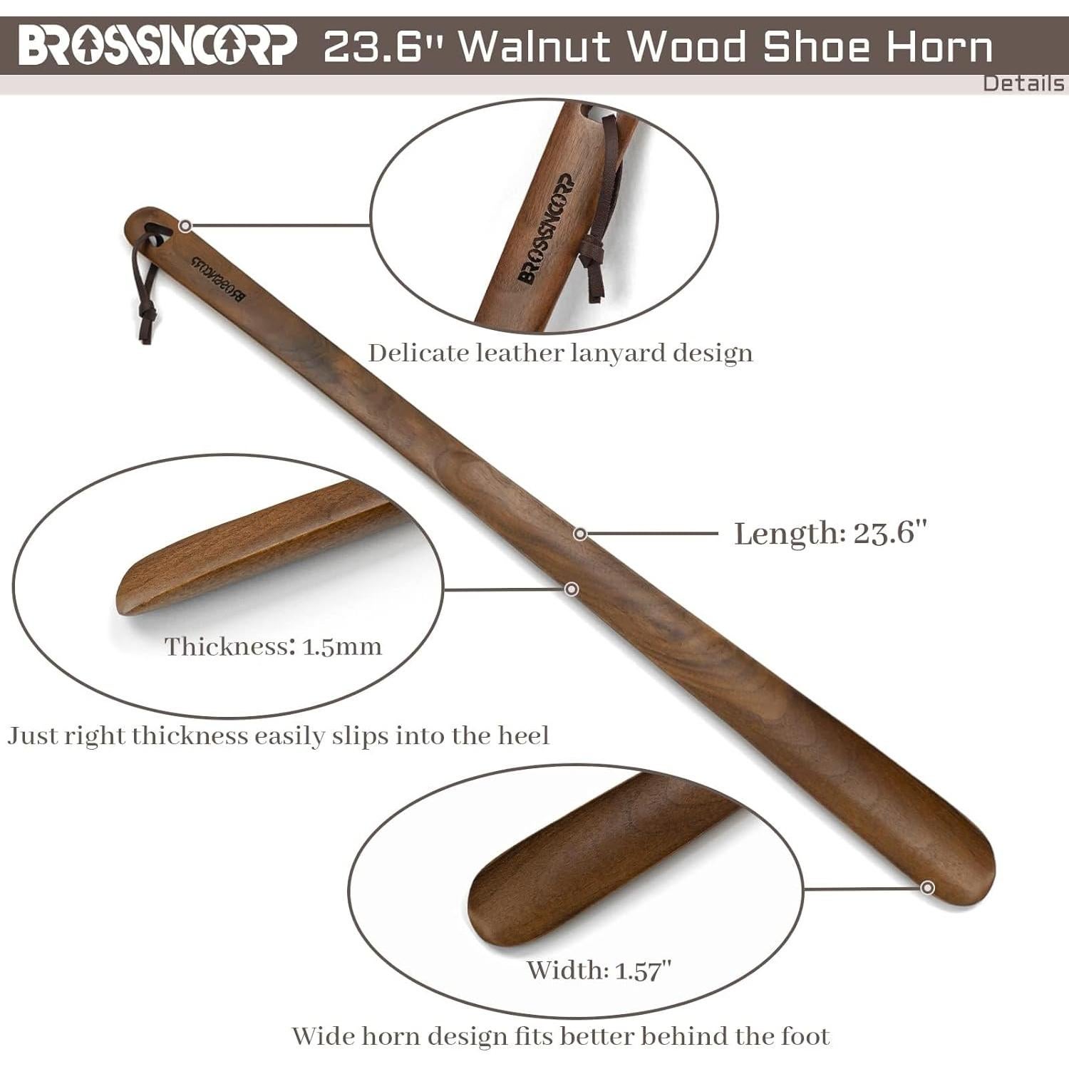 Cuchara de Zapato de Madera de Nuez Negra 60 cm para Ancianos