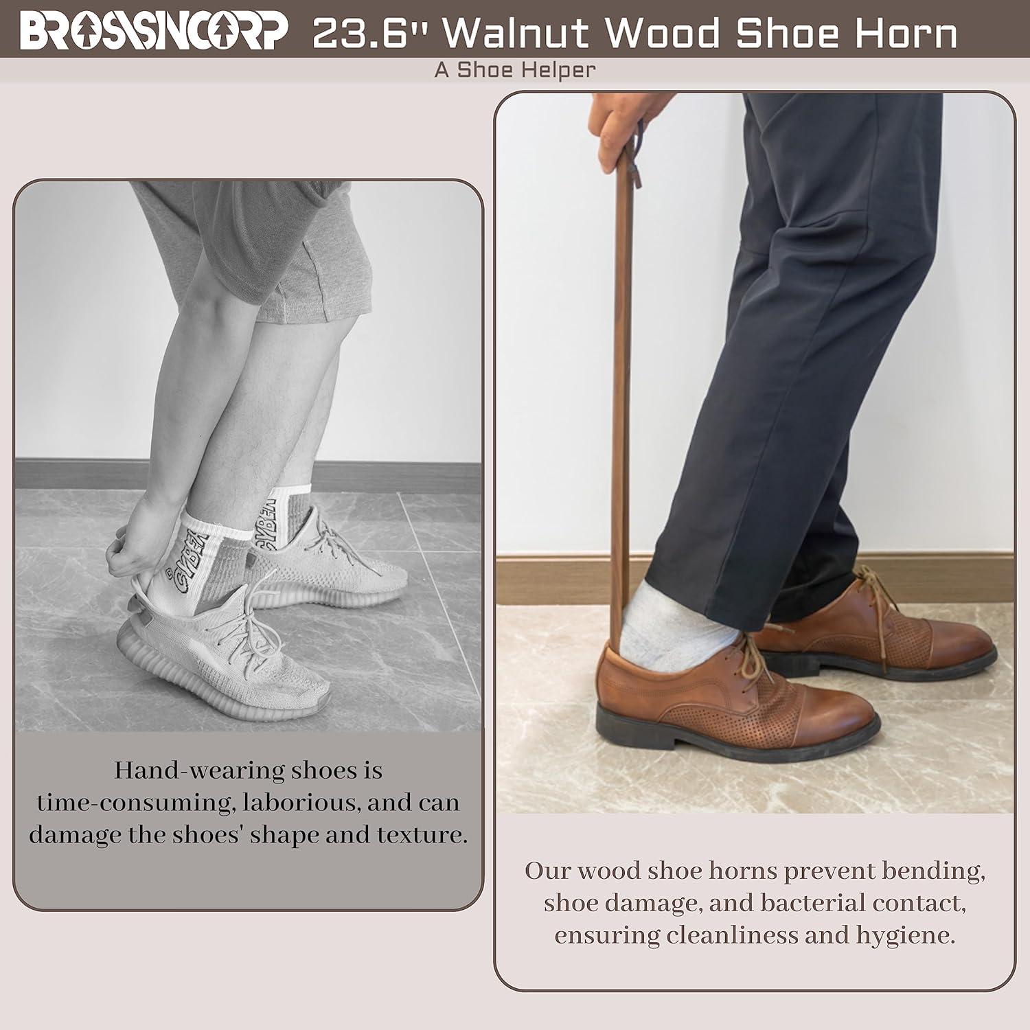 Cuchara de Zapato de Madera de Nuez Negra 60 cm para Ancianos