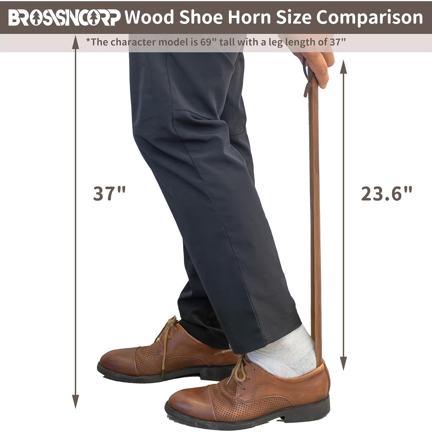 Cuchara de Zapato de Madera de Nuez Negra 60 cm para Ancianos