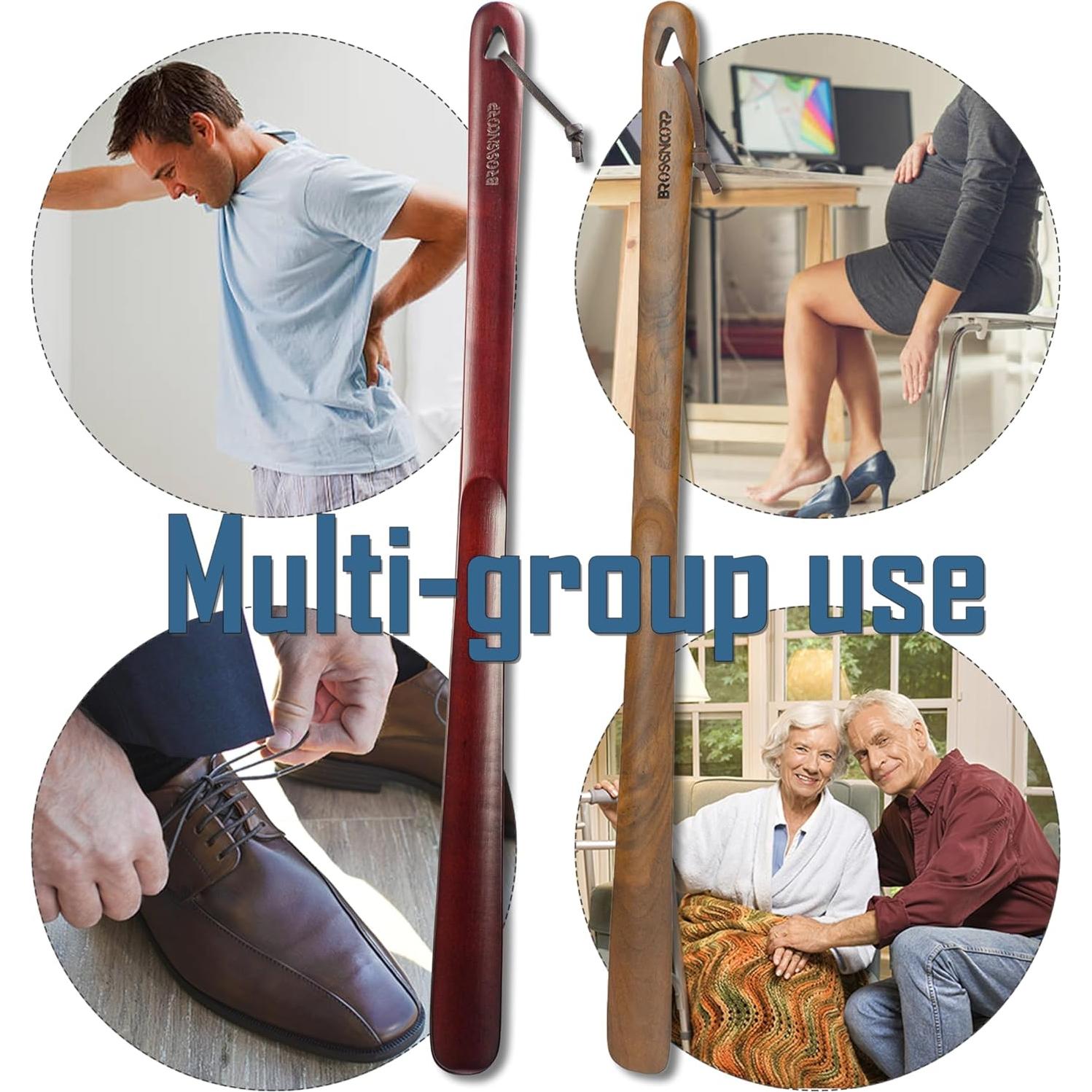 Cuchara de Zapato de Madera de Nuez Negra 60 cm para Ancianos