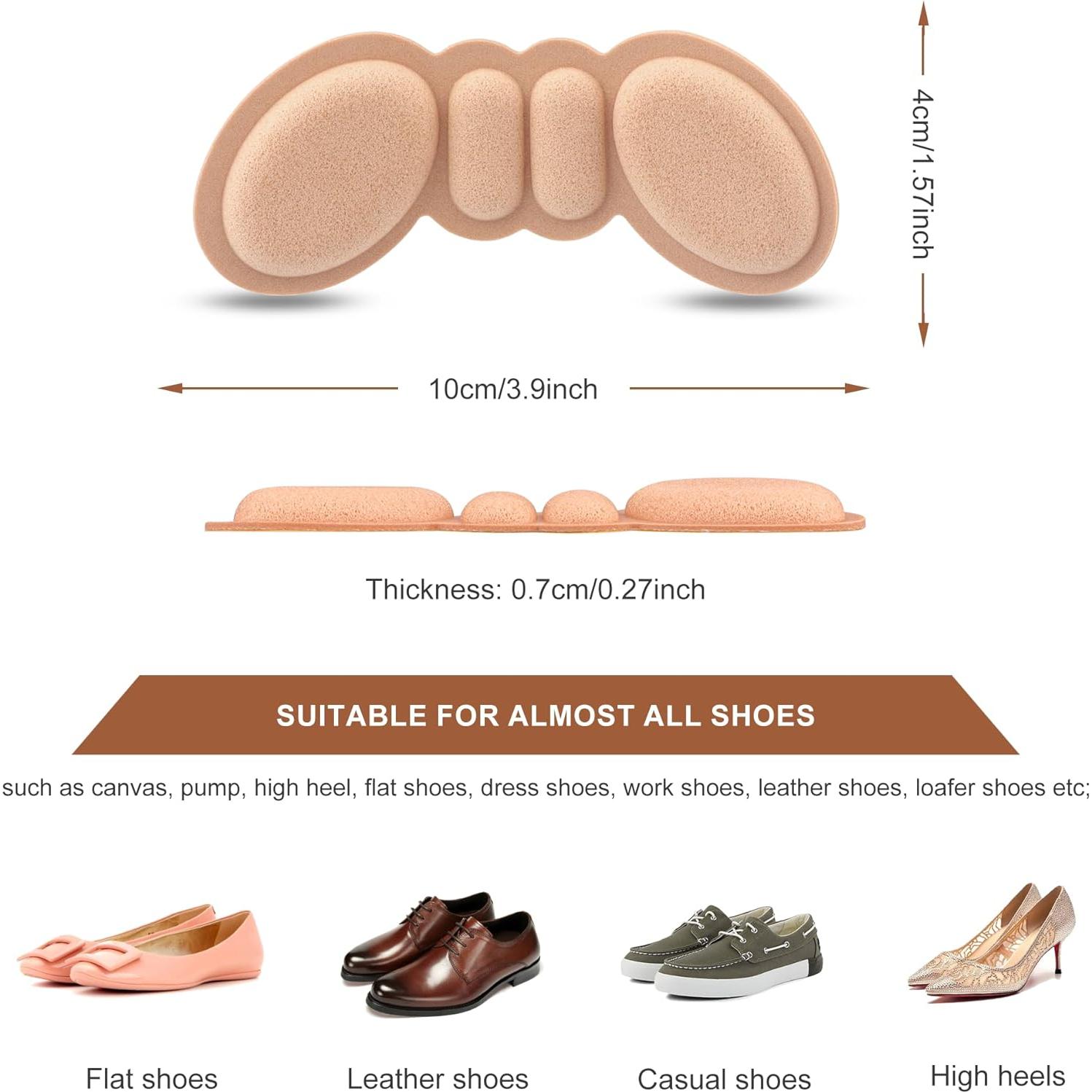 Almohadillas de Talón de Espuma Makryn - 4 Pares Antideslizantes