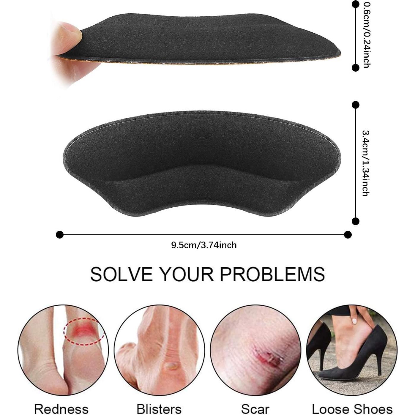 Almohadillas para Talón Makryn - 4 Pares Antideslizantes Negro