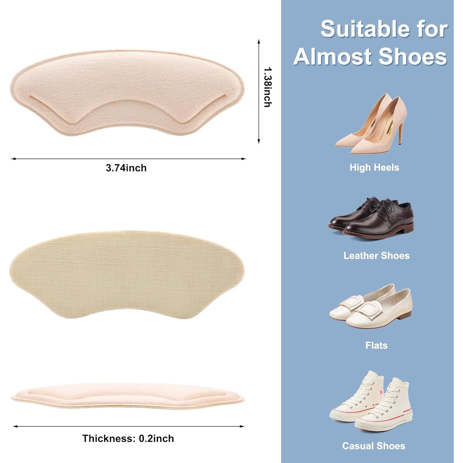 6 Pares Almohadillas de Talón Comfowner - Beige y Negro