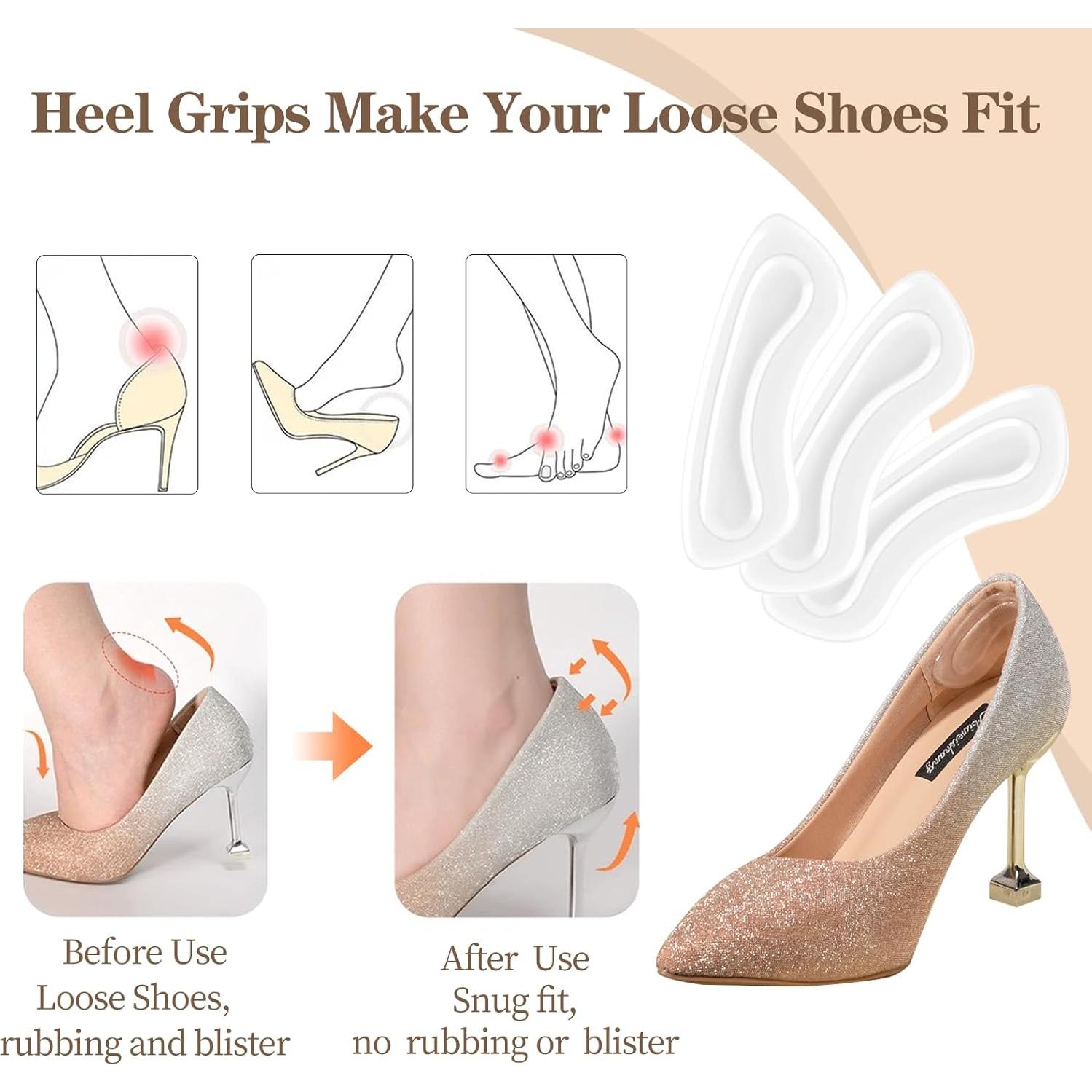 Almohadillas de Talón EACOZY - 5 Pares Transparentes para Zapatos