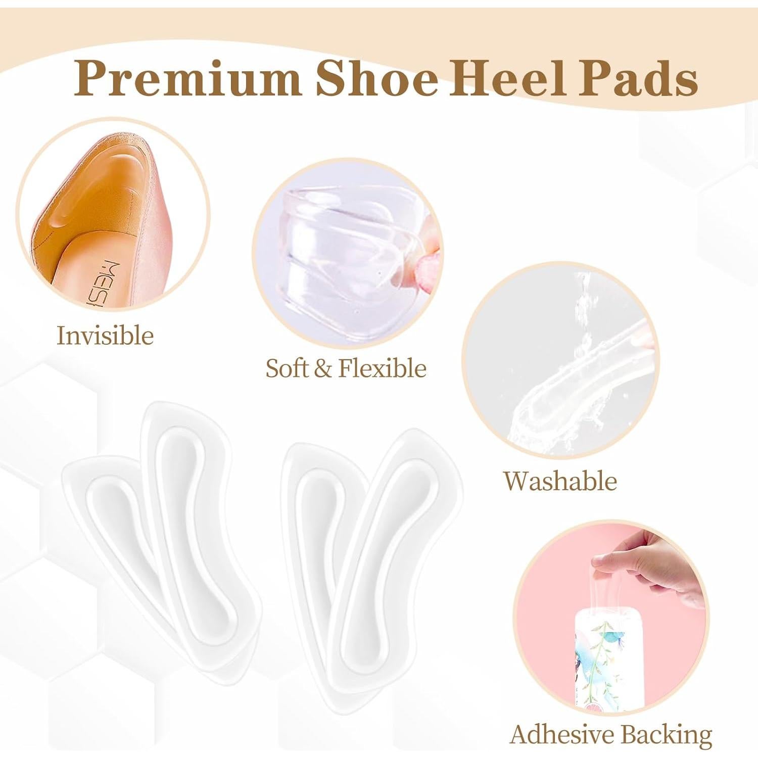 Almohadillas de Talón EACOZY - 5 Pares Transparentes para Zapatos