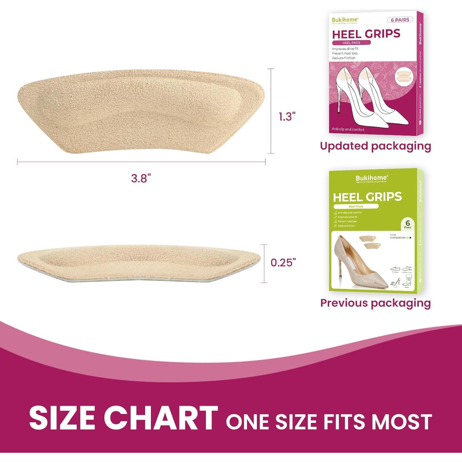 Almohadillas para Talones Bukihome - 6 Pares Beige Autoadhesivas