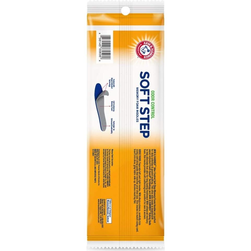 Arm & Hammer Soft Step Memory Foam Insoles (M 8-14/W 6-10)