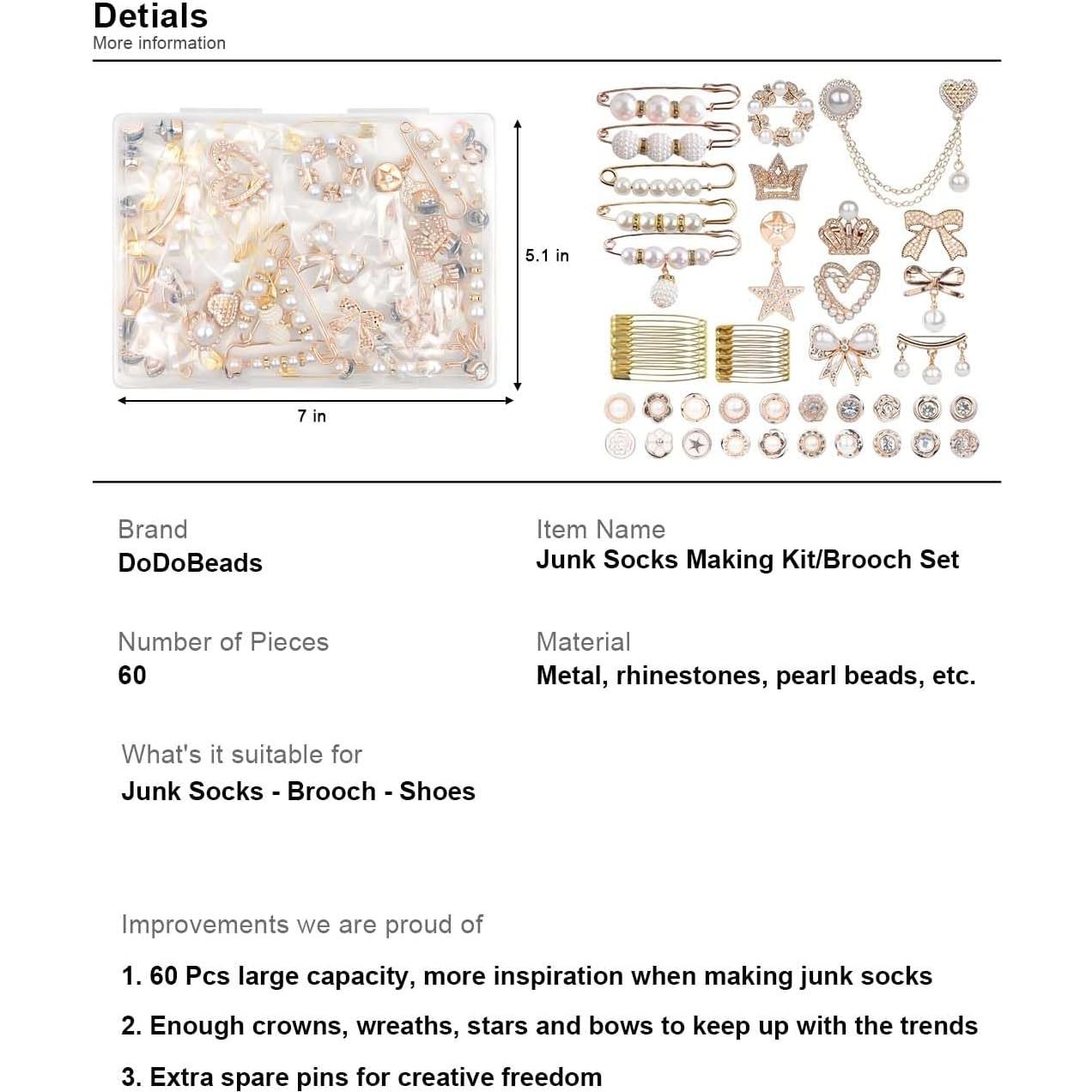 Kit de Encantos para Calcetines DoDoBeads - 60 Piezas Doradas